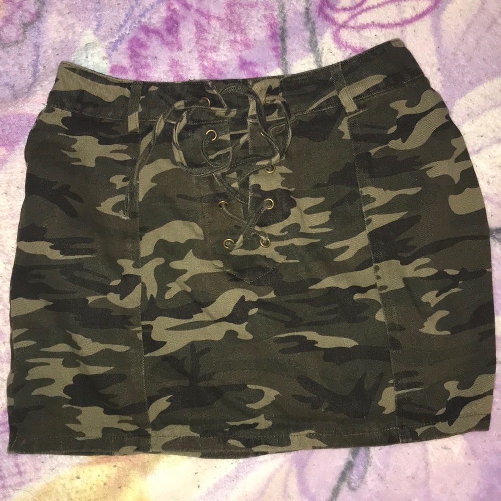 Fashion Nova Bae Camp camo mini skirt